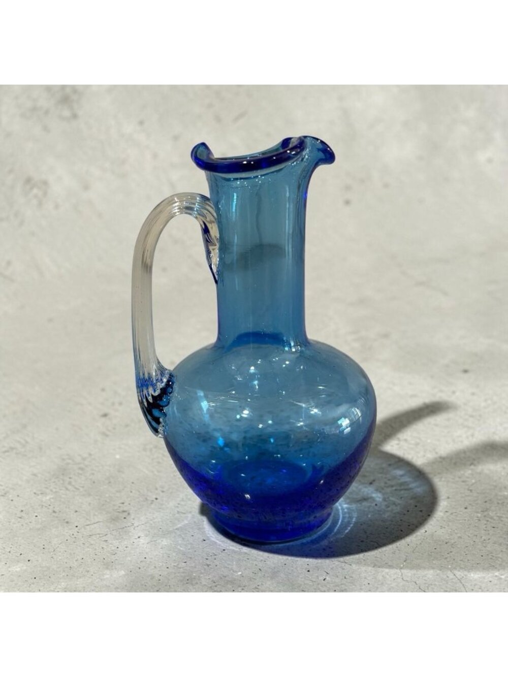 Vintage Miniature Pitcher Cobalt Blue Blown Glass 4.5 in Decor Spring Gift